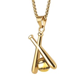 LeapoFaith Baseball Pendant for Car Rear View Mirror Decor Stainless Steel Cross Amulet Adult Men Christian Gift, Gold