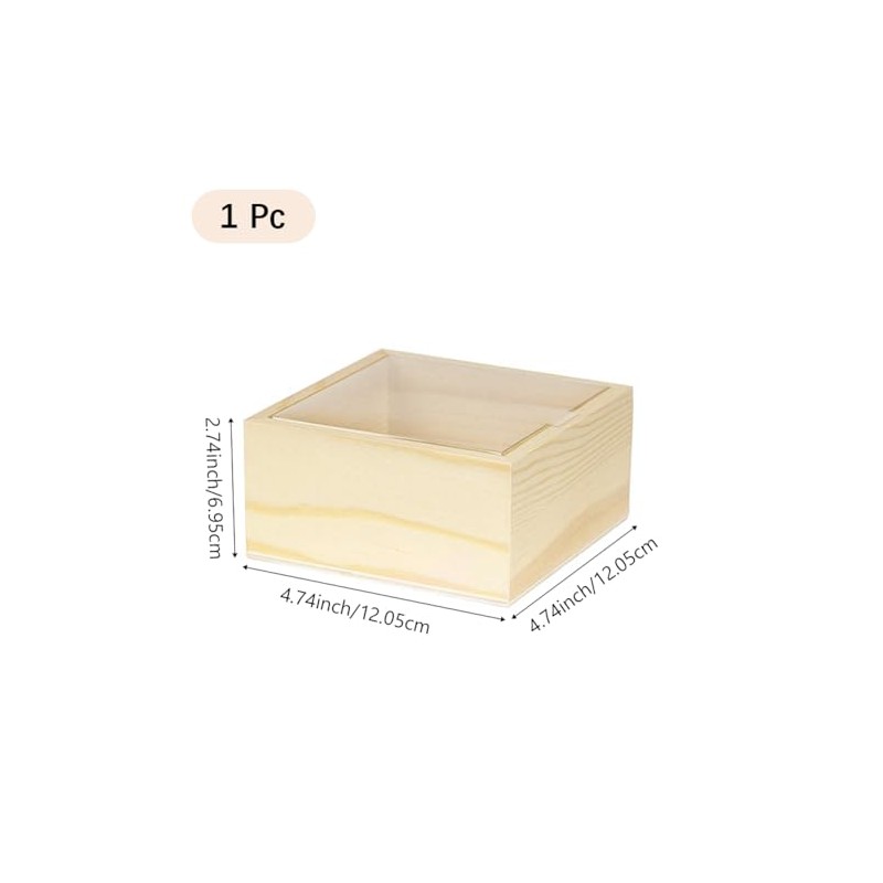CALFOVERA 4.72×4.72×2.36 Inch Wooden Square Storage Box PapayaWhip Unfinished Gift
