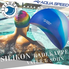 Aqua Speed Swimming Cap for Men, Bathing Cap Multi-Coloured with Storage Bag
