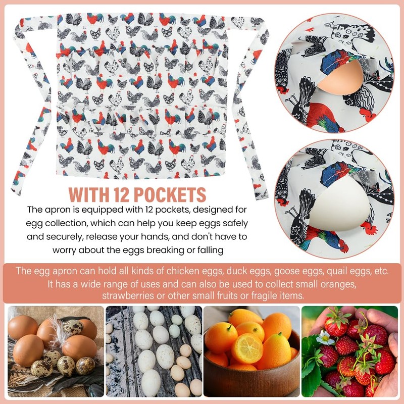 NINEFOX Egg Apron, Egg Collecting Apron for Chicken Duck Goose