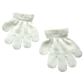 BaiX Toddler Boys and Girls Winter Knitted Writing Gloves, 1-3 Years Old (White)