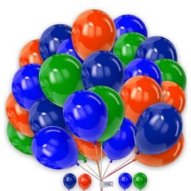 Balloons 25 Pack 12 Inch Balloons Orange Gold White and Navy-Blue Balloons for Birthday Decorations Plain Round Balloons Party Latex Balloons for Baby Shower Engagement Wedding.