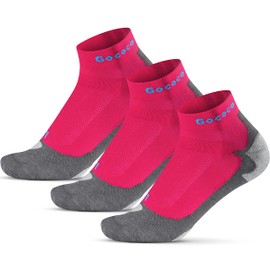 Gococo Light Sport Thin Quarter Sports and Running Socks, Breathable, Sweat-Wicking, Anti-Blisters for Men and Women, Cerise - 3-pack