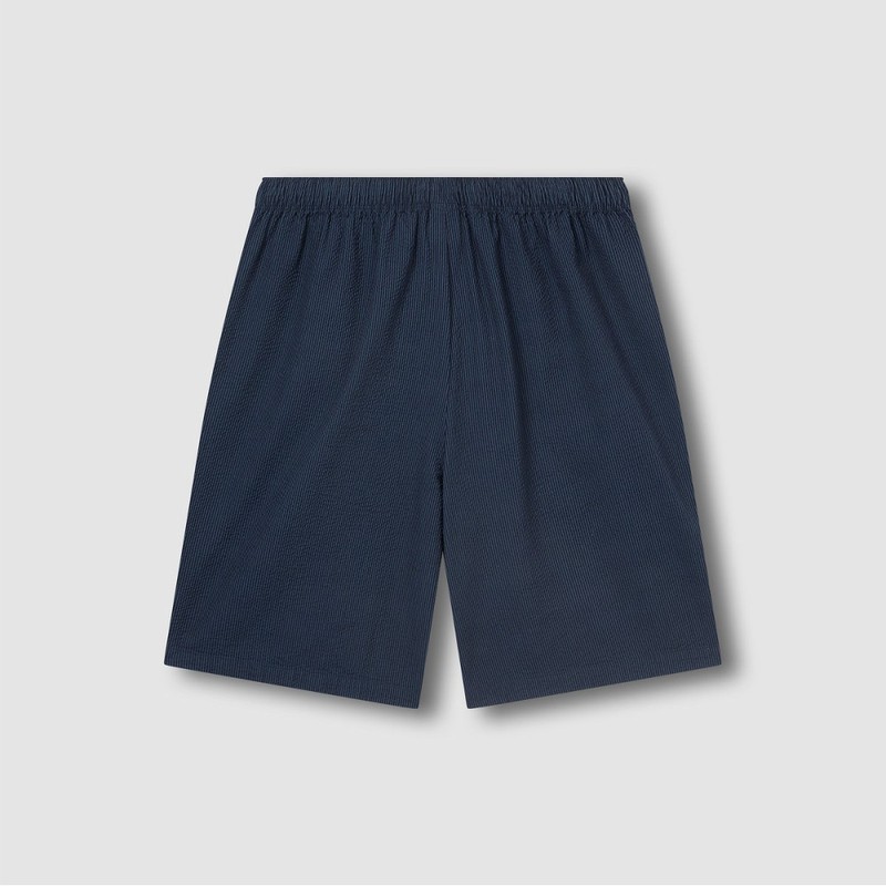 JAJU [JAJU] Men's Cotton Seersucker 5-Length Lounge Pants_Dark Navy