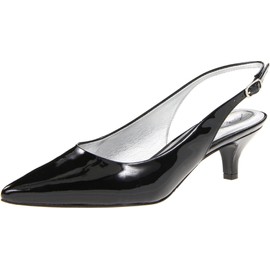 Trotters Women's Slingback Kitten Heeled Pump,Black Patent,6 N US