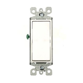 Leviton 15 Amp, 120/277 Volt, Decora Rocker 3-Way AC Quiet Switch, Residential Grade, Grounding, 5603-2W, White