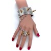 Unbranded Women Silver Metal Hand Chain Gold Spikes Bracelet Ring