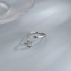 Crescent Moon Star Open Rings for Women Cubic Zirconia Dangle