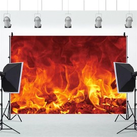 ZJRBJB 8x6ft Burning Fire Backdrop Flames Backdrop Dancing Flame Black Photography Background Birthday Party Campfire Bonfire Party Supplies Fire Party Decorations Portrait Photo Props
