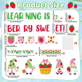 gisgfim Summer Strawberry Classroom Bulletin Board Decorations Set Learning is Berry Sweet Paper Cutouts Gnome Berry Fruit Bulletin Board Decor for Teacher Back to School Nursery Door Chalkboard Wall