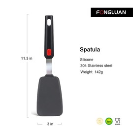 FONGLUAN Flexible Silicone Turner Spatula, 600°F Heat-Resistant, BPA Free, Nonstick Kitchen Turner for Eggs, Pancakes, Burgers - Dishwasher Safe, Black