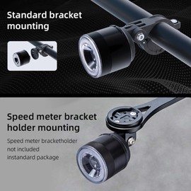 Bike Front Light + Rear Light Combo, 160 Lumen 3 Modes Headlight, 300 Lumen Auto-Sensing Taillight, 8-Level Brightness, Waterproof Type-C, Aluminum Alloy 【Black】