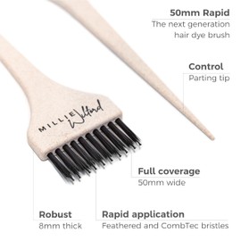 Millie Wilford, Wide Hair Dye Brush - Hair Colouring brush for Highlights, Tinting, bleaching and Root Touch-up at Home, Recycled Plant Fibre (50mm Rapid)