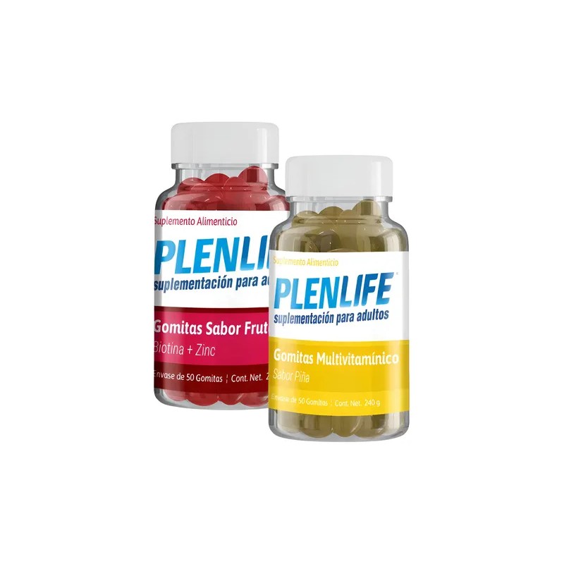 Plenlife Paquete Suplemento Gomitas Piña Frutos Rojos