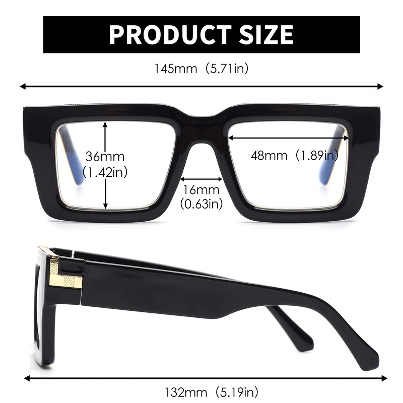 JM 3 Pack übergroße Quadratische Lesebrille für Damen Herren, Blaulichtfilter