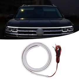 ZKFAR 1 PC Car LED Light, 59 Inches Flexible Waterproof Car Hood Strip Light, Car Hood LED Strip, Car Daytime Running Light Strips, Hood Light for Car, Truck (White)