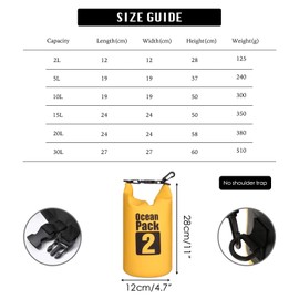 MORAINJAY 2L Yellow Dry Bags, Waterproof Bag with D Ring Carabiner(No Shoulder Strap),Large/Small Capacity 2L 5L 10L 15L 20L 30L Dry Sack for Outdoor Camping,Rafting,Swimming,Boating,Surfing