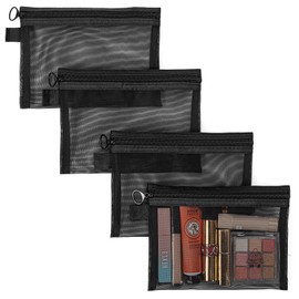 Gelapa Gelapa Makeup Pouch, 4Pack Small Makeup Bag for Purse Tote, Clear Mesh Make Up Bag with Zipper, Travel Cosmetic Organizer Bags, Cute Pouch Bag Set, Cruise Ship Accessories for Women
