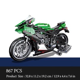 DAHONPA Green Motorcycle Building Blocks Set - 867-Piece Intricate Model, Perfect Holiday Gift and Ideal for Parent-Child Interaction