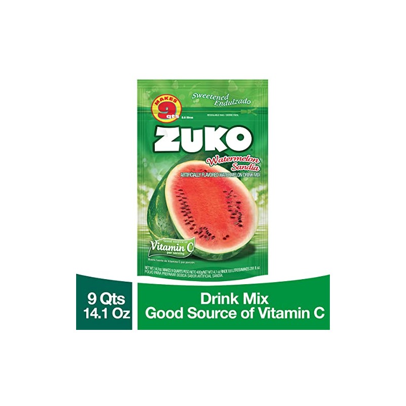 Zuko Watermelon Instant Powder Drink Family Pack, 14.1 oz, Pack