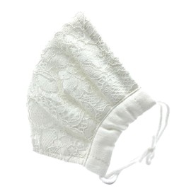 Cluster Decoration, White, Large, Glossy, Lace Cloth Mask, Choose According to Your Outfit, Japanese Bleached Gauze, Made in Japan, Pollen Cut, 99.9% BFE, 93% or above, High Performance Non-woven