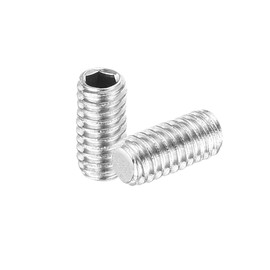 sourcing map 30Pcs Hex Socket Grub Screw, M2.5x5mm 304 Stainless Steel Head Socket Set Screws Flat Point Grub Bolt for Door Handles, Light Fixture Repair, Silver