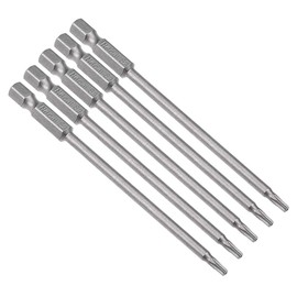 sourcing map 5 Pcs 1/4" Hex Shank T10 Magnetic Security Torx Screwdriver Bits 100mm Length