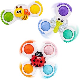 Juguetes giratorios de viaje con ventosa para bebés de 1 a 3 años, juguetes giratorios para niños de 1 año y niña de 12 meses, juguete sensorial de baño para niños pequeños, regalos de cumpleaños
