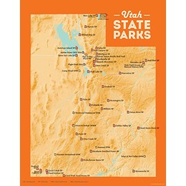 Utah State Parks Checklist Map 11x14 Print (Cream & Orange)