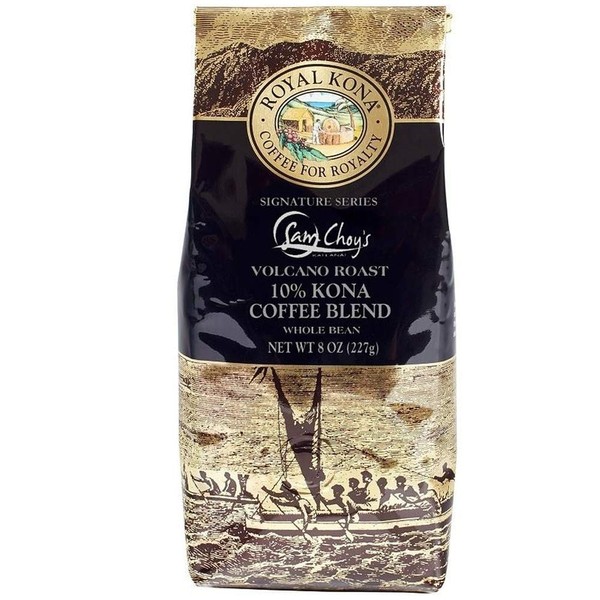 Royal Kona 10% Kona Coffee Blend, Sam Choy's Volcano Roast, Ground, 8 Ounce Bag