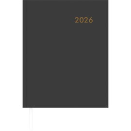 Wochenbuch anthrazit 2026 - Bürokalender 21x26,5 cm - 1 Woche auf 2 Seiten - mit Eckperforation und Fadensiegelung - Notizbuch - 728-0021