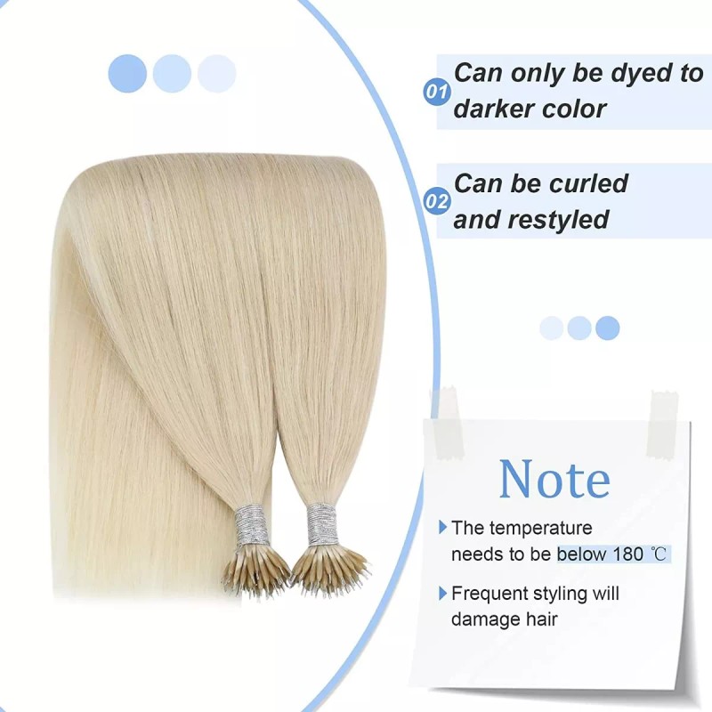 YoungSee Extensiones Cabello 1gr 14in Platino Rubio