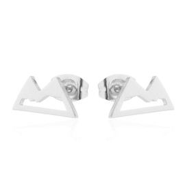 Stainless Steel Snowcapped Mountain Earrings Peak Snowy Stud Earrings Mountain Climbing Lovers Gifts for Women Jewelry-silver