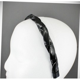 Perfect Hairstyle with Our Hair Accessories - Black Braided Headband Faux Patent Leather Band Grip Teeth Braid 5/8" Wide Fashionable Hair Accessory Hair Jewelry Accessories for Lady Women