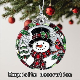 Snowman Stained Glass Ornament - Winter Gift for Xmas,Christmas Tree Decorations, Exchange Present