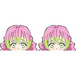 Anime Peeker Sticker for Car, Laptop etc. Pack of 2, 12 cm, Weatherproof and UV-Resistant (Mitsuri)