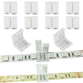10 Pcs 4 Pin RGB 5050 LED Strip Connectors LED Strip to Strip Unwired Gapless Solderless Adapter Terminal LED Tape Extension for 10mm Wide SMD 5050 Multicolor LED Strip