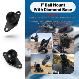 1 Zoll Kugelkopf Verbindungsstange Diamant Basis Kugelkopf Gimbal Hohl Kugelkopf Adapter/Telefon halterungen Zubehör, GPS-Kugelkopfsystem Kompatibel mit RAM Mount Halterungen (2St. SZZS-R4)