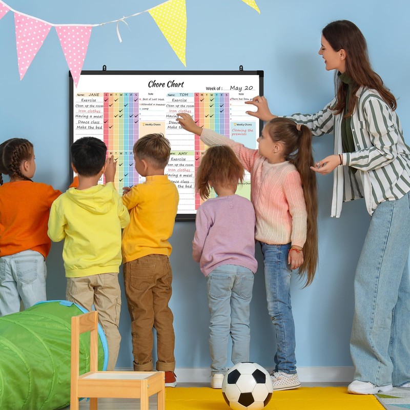 Lockways 36" x 24" Magnetic Chore Chart Board, Dry Erase