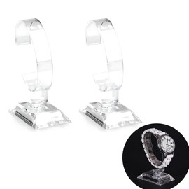 REKUA Set of 2 Oval Clear Acrylic Watch Stand Holders Detachable Shelf for Watches and Bracelets Holder Modern Organizer Transparent Display Stand Sleek Stands for Display for Home or Store