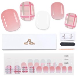 MISS MODA X015 Gel Nail Seal, Curing Type, For Hands, 2 Weeks Long Lasting, Latest Design, 3 Point Gel Nail Set, Just Stick On Nail Seal, 32 Tips Configuration