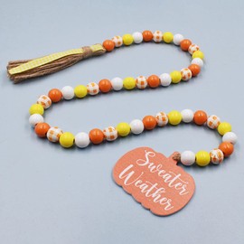 DECHOUS Thanksgiving Wood Bead Garland with Tassel Rustic Farmhouse Decor for Restaurant Decorative Wooden Beads for Tiered Tray Party Decoration Unique Seasonal Touch