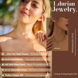 Ldurian Custom Name Necklace, Ashley Name Plate Pendant Necklace Pre Gifts, Charm Necklaces Jewelry for Birthday Anniversary