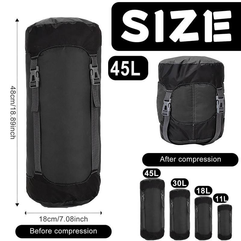 Compression Stuff Sack for Sleeping Bag,11L/18L/30L/45L Lightweight Waterproof Compact Compression