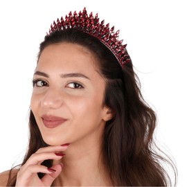 LIMELIA Elegant Crystal Tiara Crown Headband | Handcrafted Bridal Princess Crown for Wedding & Parties-Burgundy