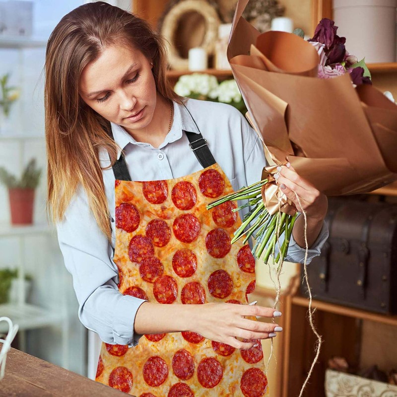 BGBDEIA Pizza Pepperoni Kitchen Apron for Women Men, Unisex Adjustable
