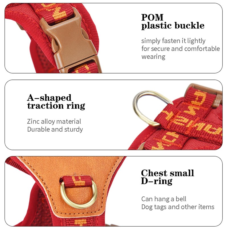 Jufoo Red Dog Harness for Small Dogs, No Pull Harness