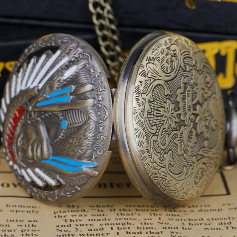 Tiong Ancient Native American Collectible Indian Pocket Watch Antique with