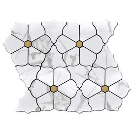 Kieacia 10-Sheet Peel and Stick Backsplash Tiles for Kitchen PVC Marble Self-Adhesive Tile Blue Mosaic Tiles for Bathroom Vanities Table Desktop Fireplace