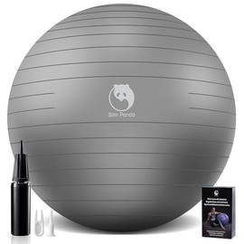 Slim Panda Exercise Ball, Yoga Ball for Workout, Birthing, Stability, Balance and Physical Therapy, Fitness Ball Chair with Guide for Office, Gym